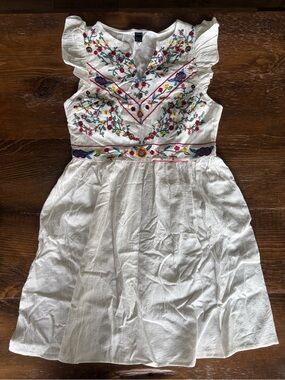 SHEIN White Embroidered Ruffle Sleeve Dress